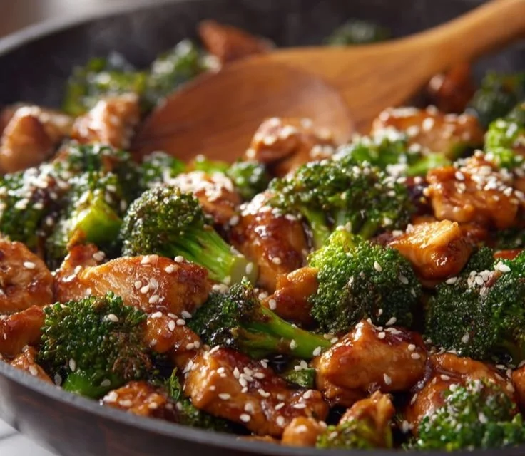 Savory Chicken Broccoli Stir Fry with colorful vegetables on a plate