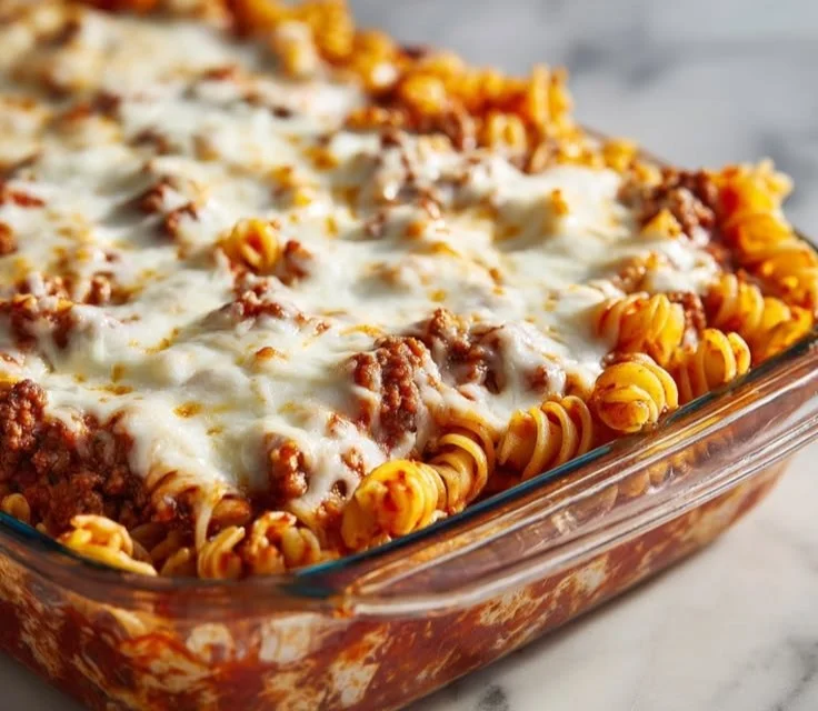 Baked Cottage Cheese Pasta dish served in a cozy casserole