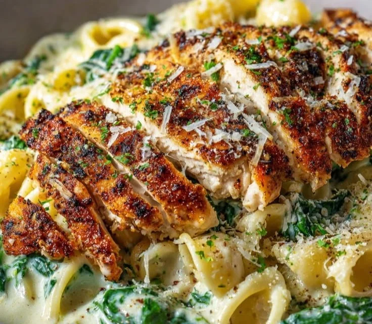 Creamy Garlic Parmesan Pasta Bowl topped with herbs and cheese