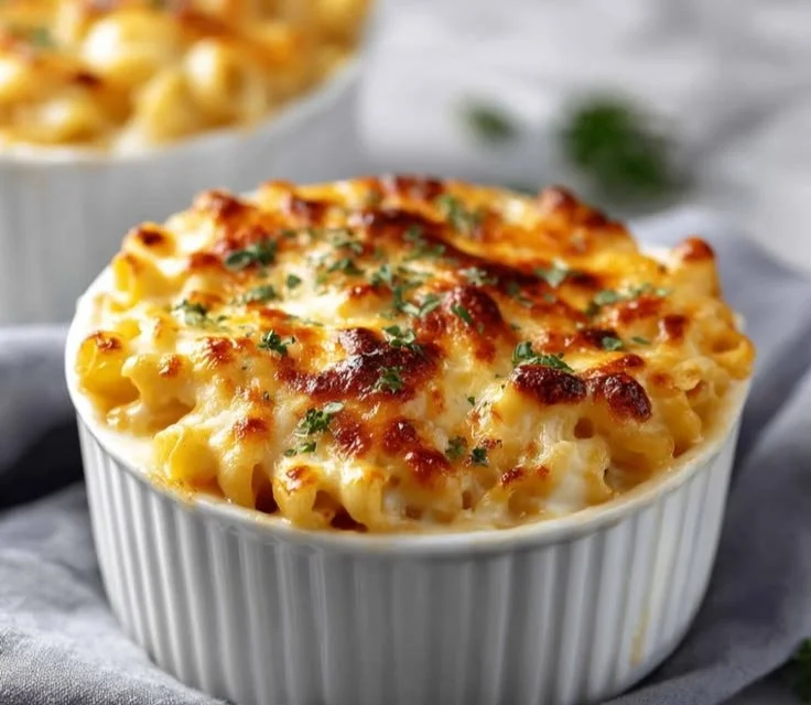 Creamy high-protein cottage cheese mac and cheese in a bowl