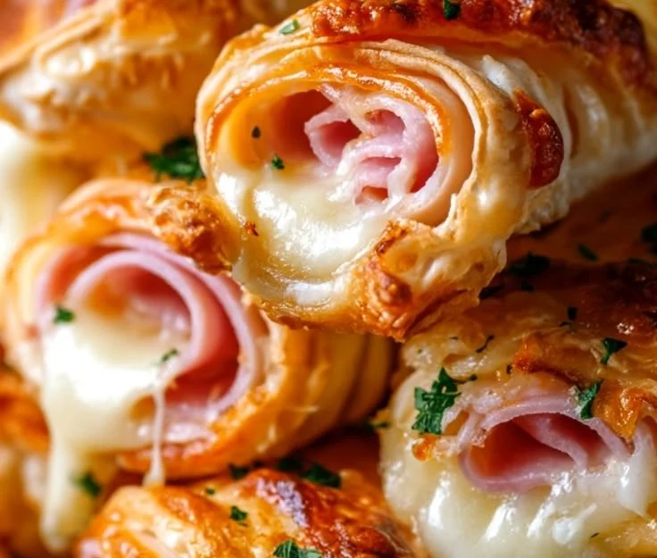 Plate of crispy ham and cheese sticks ready to be enjoyed as a delicious snack.