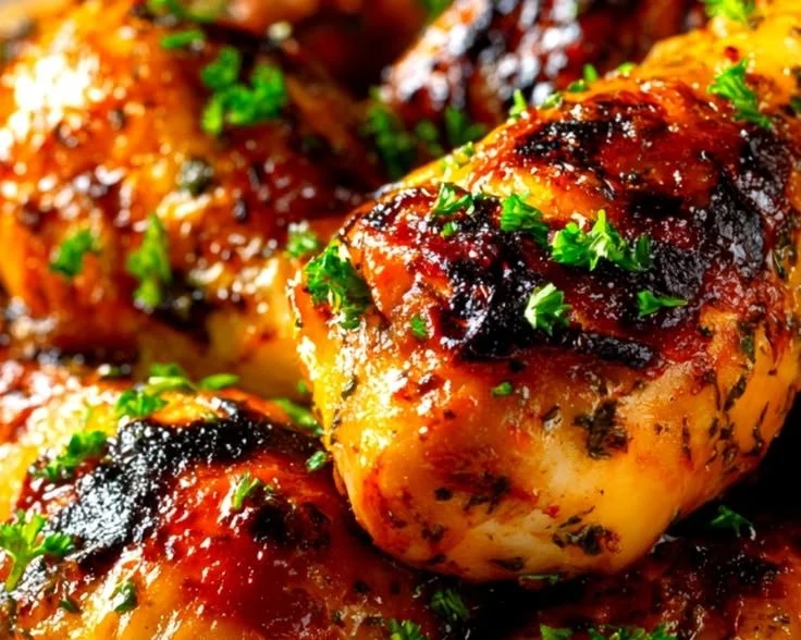 Crispy oven-baked chicken drumsticks on a serving platter.