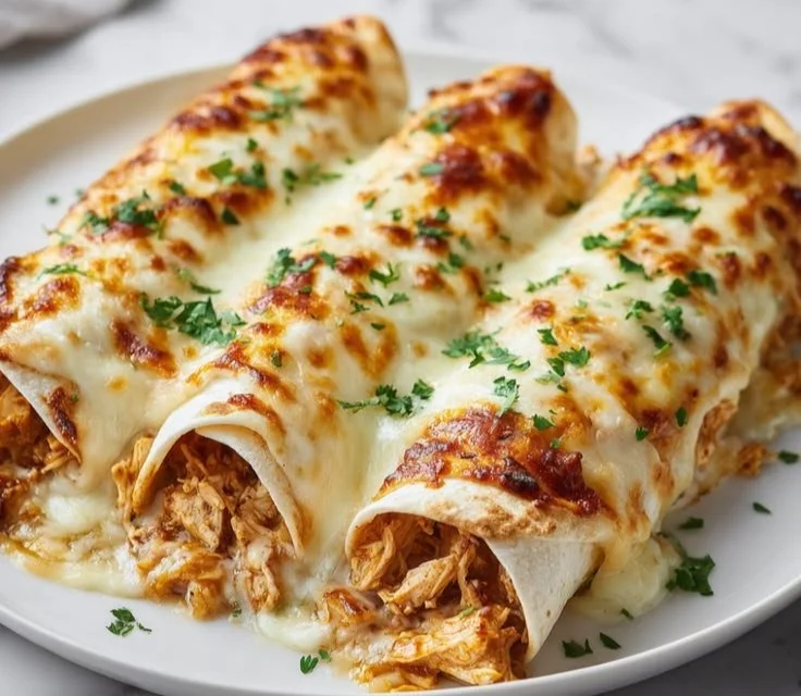 Healthy chicken enchiladas topped with fresh ingredients