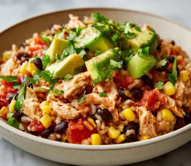 Healthy Southwest Chicken Bowls filled with fresh ingredients and vibrant colors