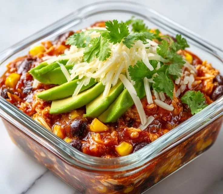 High-protein chicken enchilada bowls filled with vibrant ingredients and flavors.