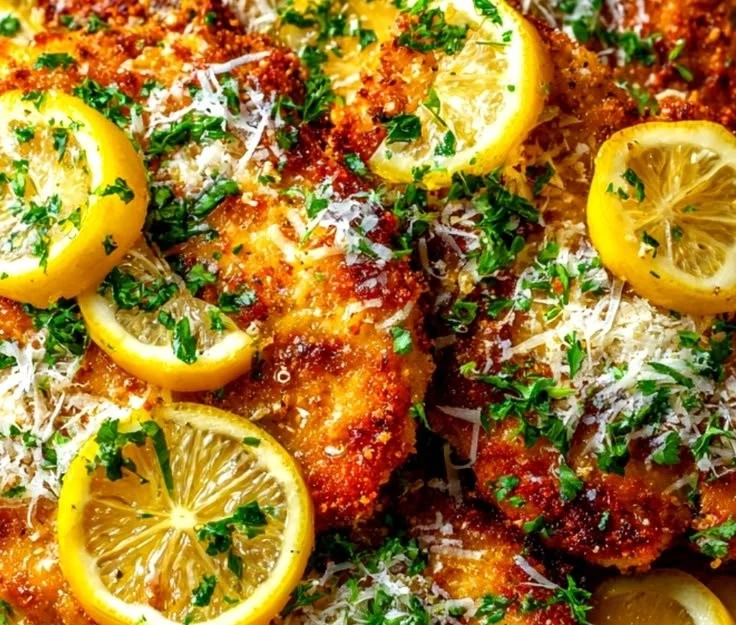 Delicious Lemon Chicken Romano plated with fresh herbs and lemon slices