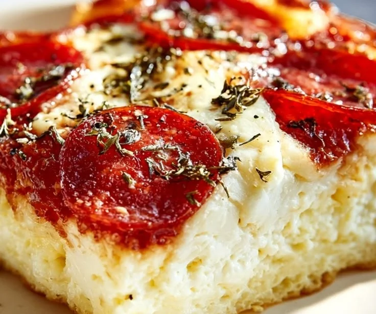 Baked Pizza Style Cottage Cheese with toppings and herbs