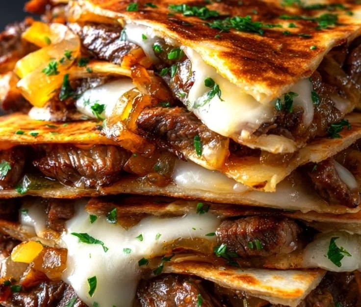 Sizzling Blackstone Steak Quesadillas grilled to perfection on a Blackstone griddle