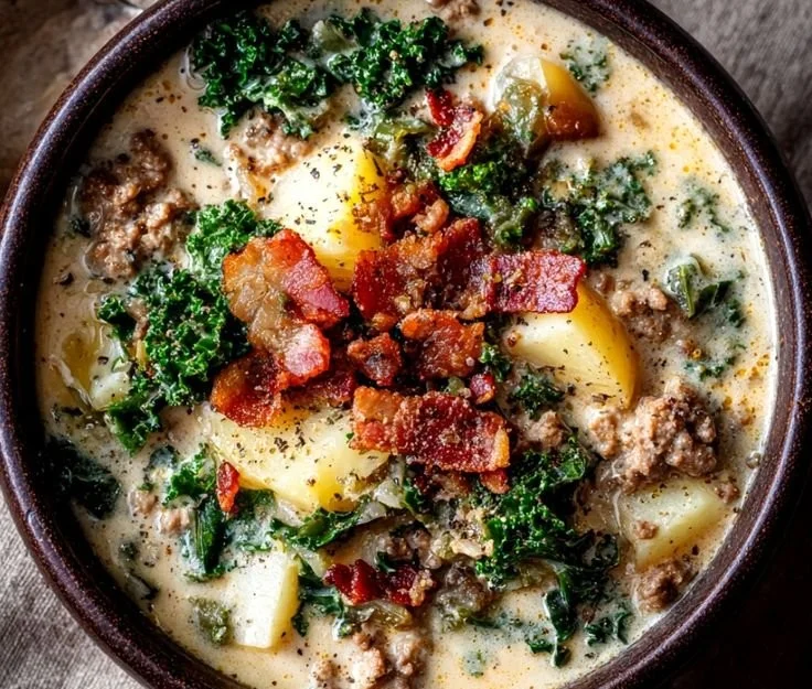 Delicious Zuppa Toscana soup inspired by Olive Garden's recipe