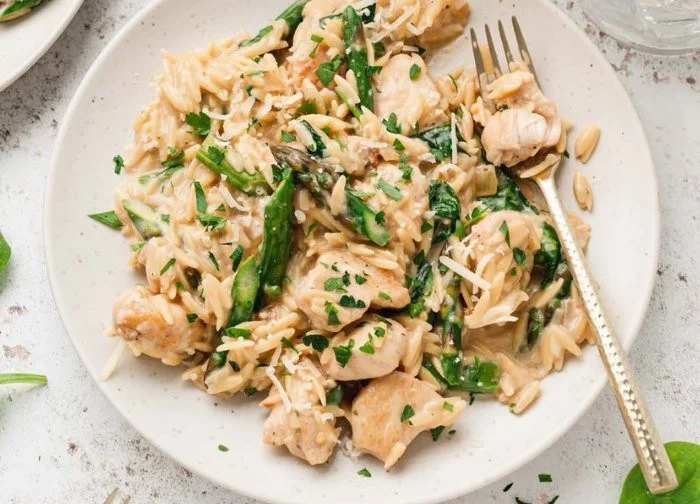 Creamy Marry Me Chicken Orzo served in a cozy dining setting