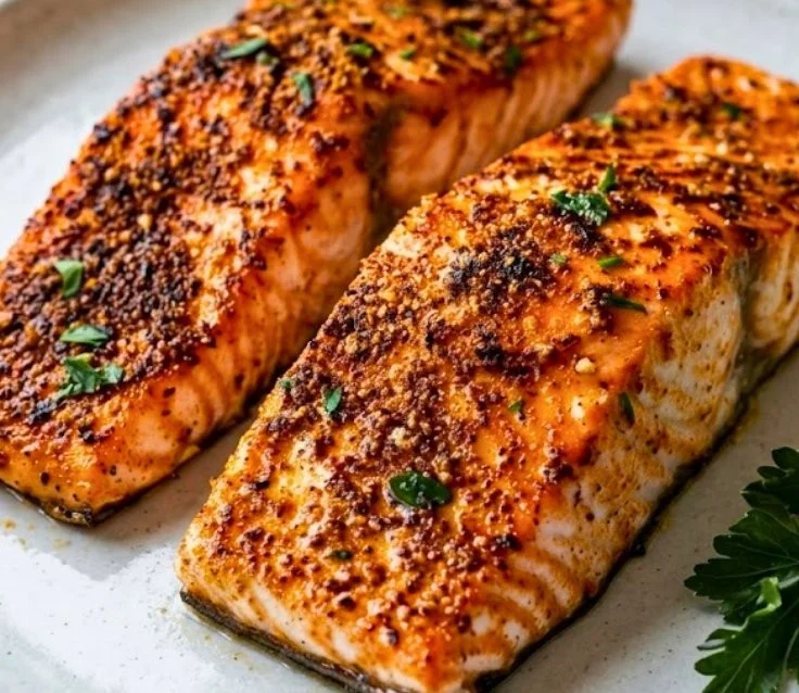 Crispy air fryer salmon served with fresh vegetables for a healthy dinner