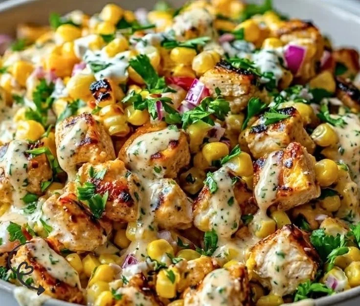 High Protein Chicken Street Corn Salad, a colorful and nutritious summer bowl