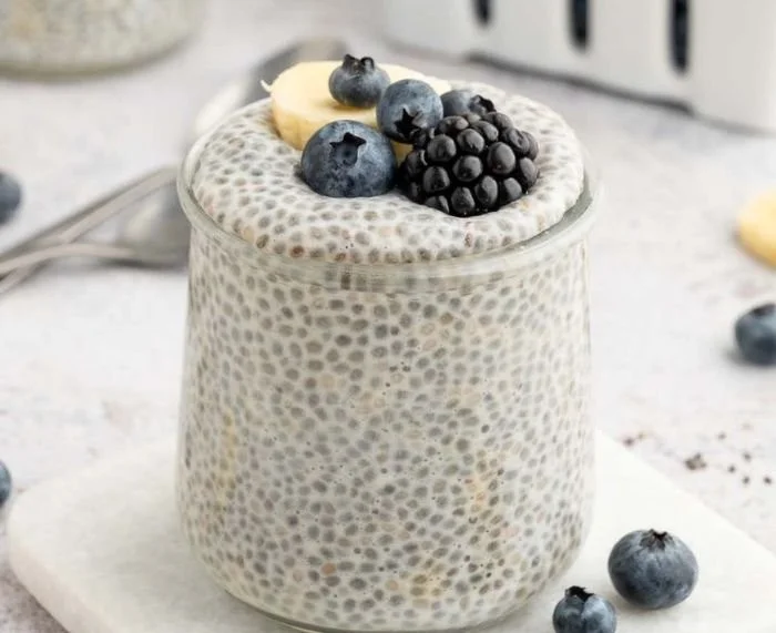Vanilla chia seed pudding with 4 simple ingredients in a bowl